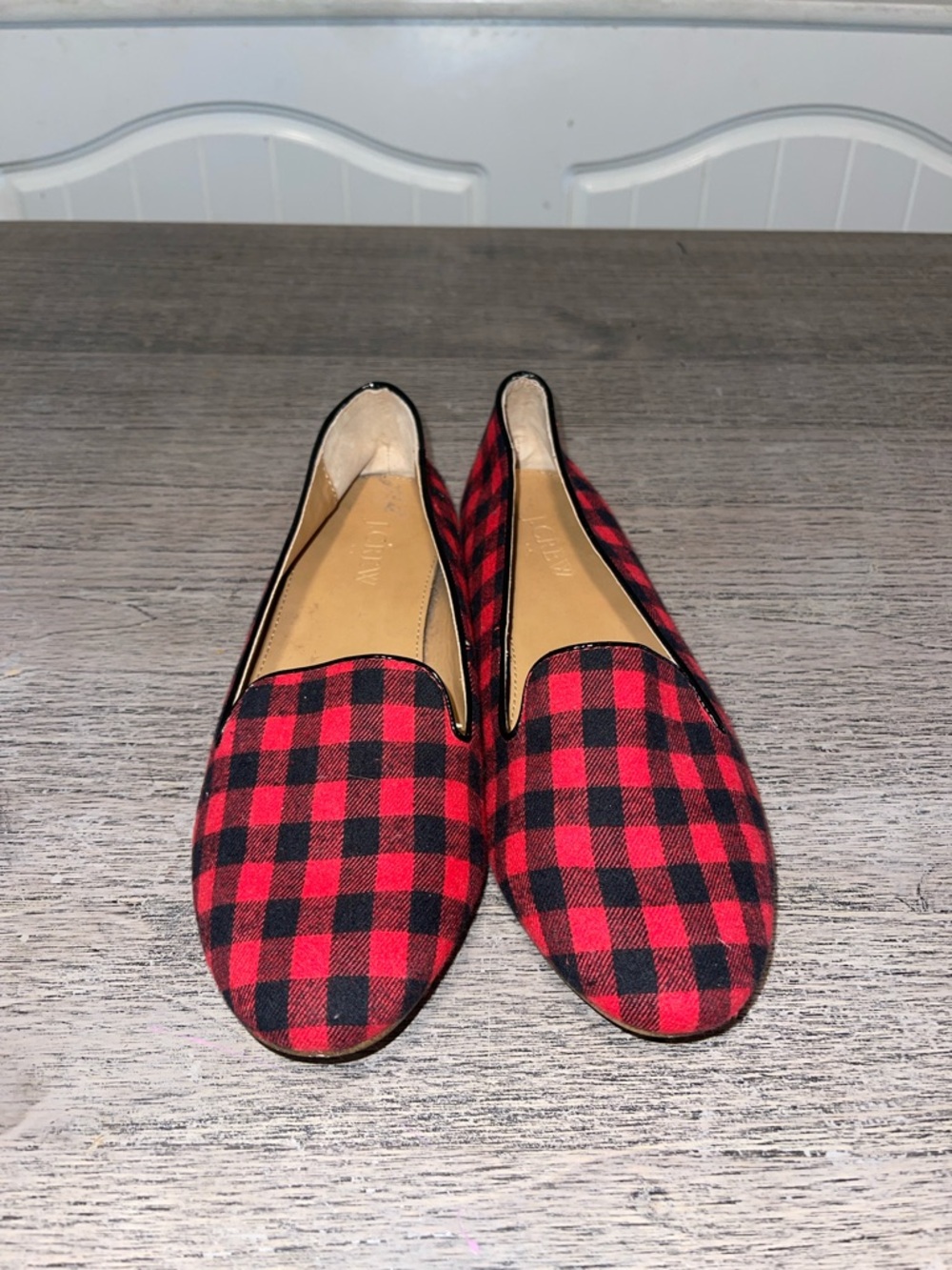 J.Crew Red & Black Buffalo Plaid Loafers Size 8.5